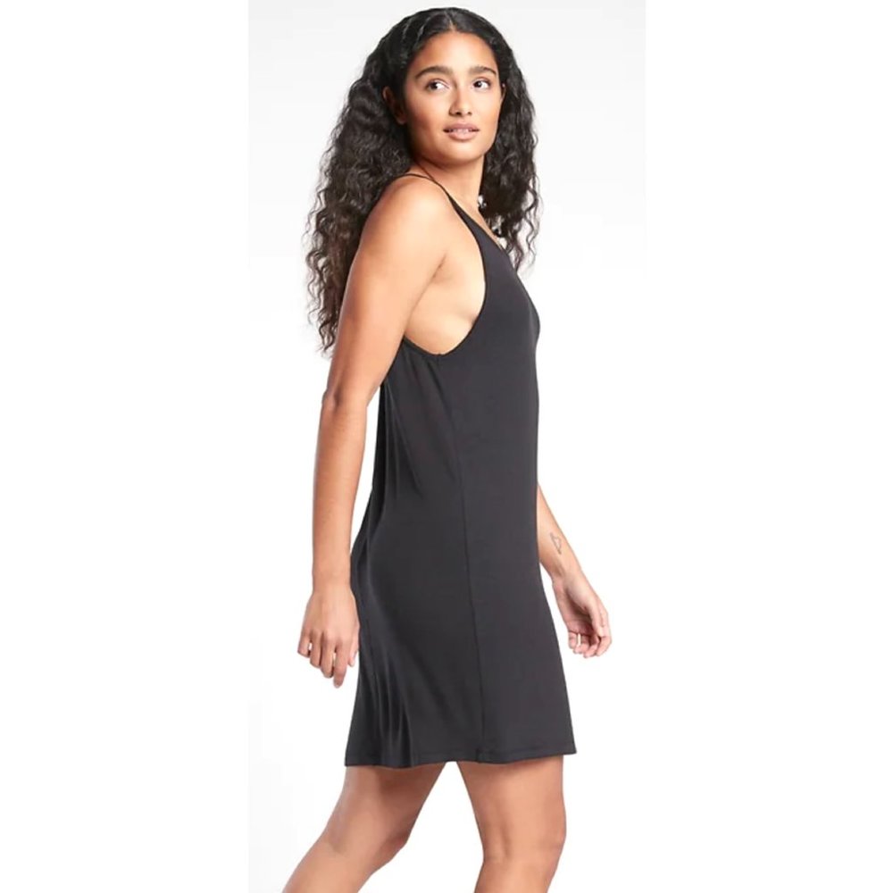 ATHLETA Well Rested Rib Sleep Dress in Black